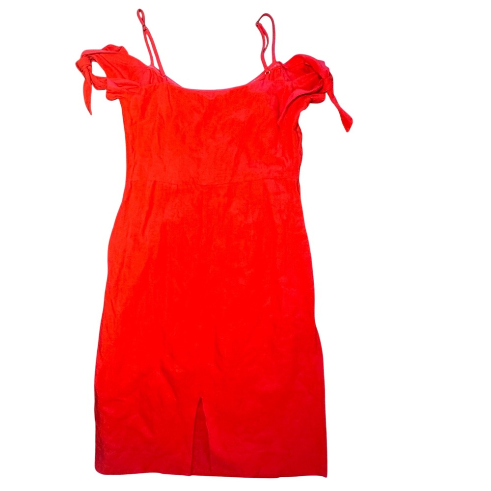 Abercrombie & Fitch Red Cold Shoulder Tie Linen Blend Sleeve Mini Dress Size 2